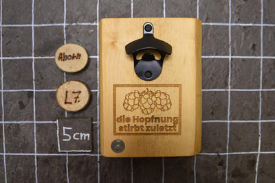 Flaschenöffner mit Gravur - die Hopfnung
